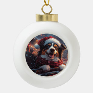 Australischer Kelpie Dog Roller Untersetzer Weihna Keramik Kugel-Ornament