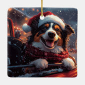 Australischer Kelpie Dog Roller Untersetzer Weihna Keramikornament (Rückseite)