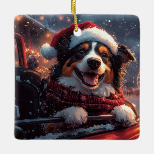 Australischer Kelpie Dog Roller Untersetzer Weihna Keramikornament (Vorderseite)