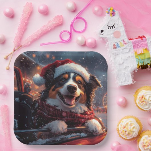 Australischer Kelpie Dog Roller Untersetzer Weihna Pappteller (Party)