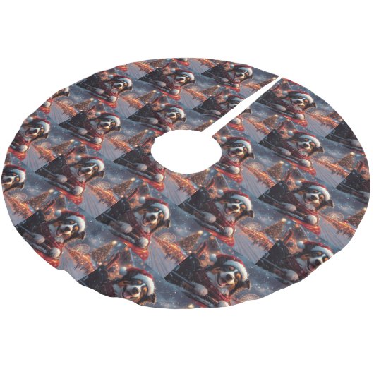 Australischer Kelpie Dog Roller Untersetzer Weihna Polyester Weihnachtsbaumdecke (Schrägansicht)