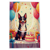 Australischer Kelpie-Geburtstagsfeier Mittlere Geschenktüte (Vorderseite)