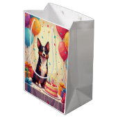 Australischer Kelpie-Geburtstagsfeier Mittlere Geschenktüte (Rückseite Schrägansicht)