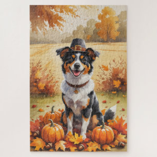 Australischer Kelpie Herbstlaub Erntedankfest Kuns Puzzle