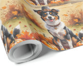 Australischer Kelpie Herbstleaves Erntedank Art Geschenkpapier (Rolleneckpunkt)