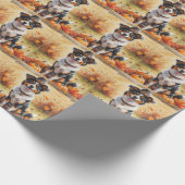 Australischer Kelpie Herbstleaves Erntedank Art Geschenkpapier (Ecke)