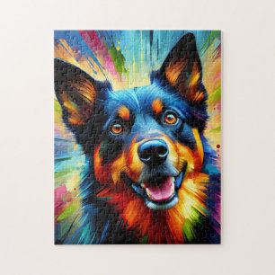 Australischer Kelpie Hund Acryl Druck   Bunt Puzzle