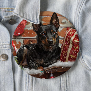 Australischer Kelpie Hund Weihnachtsfestlich Button