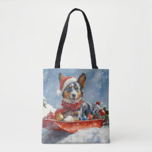 Australischer Kelpie im Schlitten Lass es schneien Tasche