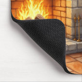Australischer Kelpie Kamin mit Weihnachtslichtern Mousepad (Ecke)