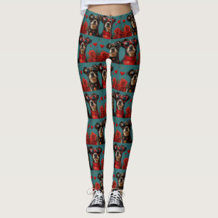 Australischer Kelpie mit Herz Rosen Valentinstag Leggings