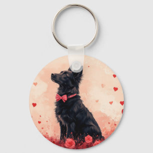 Australischer Kelpie mit Rosen - Valentinstag Schlüsselanhänger