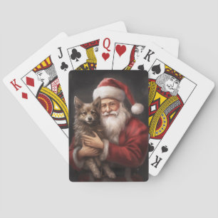 Australischer Kelpie mit Weihnachtsmann Weihnachte Spielkarten