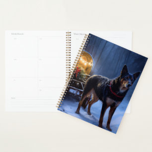 Australischer Kelpie Schnee-Schlitten Weihnachtsde Planer