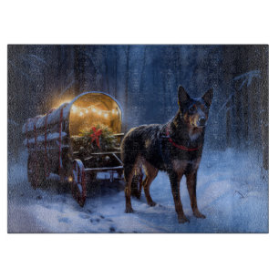 Australischer Kelpie Schneeschlitten Weihnachtsdek Schneidebrett