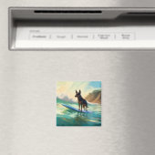 Australischer Kelpie-Strand-Surfing-Gemälde Magnet (In Situ (Geschirrspüler))
