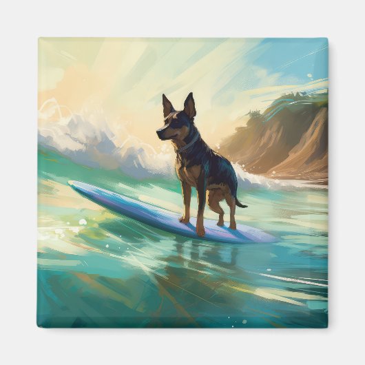 Australischer Kelpie-Strand-Surfing-Gemälde Magnet (Vorne)