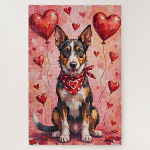 Australischer Kelpie Valentinstag Hund Kunst mit H Puzzle
