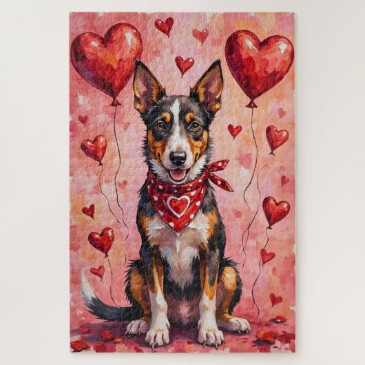 Australischer Kelpie Valentinstag Hund Kunst mit H Puzzle (Vertikal)