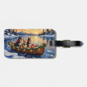 Australischer Kelpie Weihnachtsboot Urlaub Gepäckanhänger (Rückseite horizontal)
