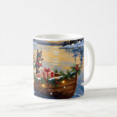 Australischer Kelpie Weihnachtsboot Urlaub Kaffeetasse (VorderseiteRechts)
