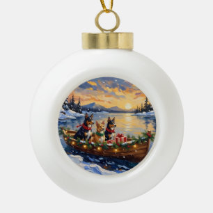 Australischer Kelpie Weihnachtsboot Urlaub Keramik Kugel-Ornament