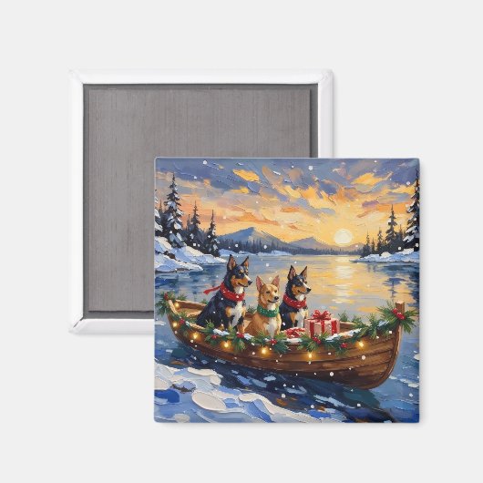 Australischer Kelpie Weihnachtsboot Urlaub Magnet (Vorderseite/Rückseite)