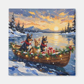Australischer Kelpie Weihnachtsboot Urlaub Magnet (Vorne)