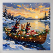Australischer Kelpie Weihnachtsboot Urlaub Poster (Vorne)