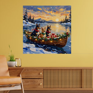 Australischer Kelpie Weihnachtsboot Urlaub Poster