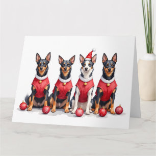 Australischer Kelpie Weihnachtskleid Santa Hut Karte