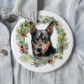 Australischer Kelpie-Weihnachtskranz Festiver Hund Button (Beispiel)
