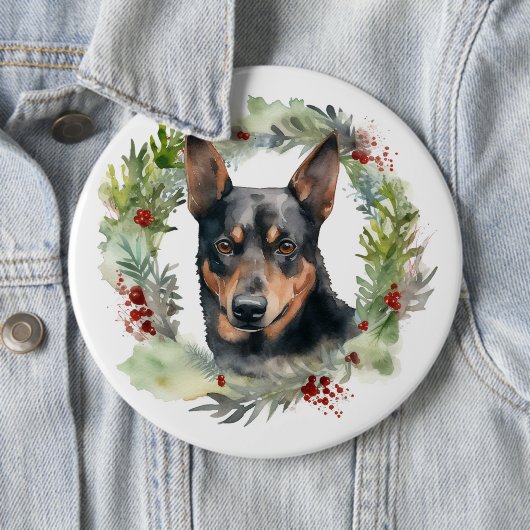 Australischer Kelpie Weihnachtswreath Button (Beispiel)