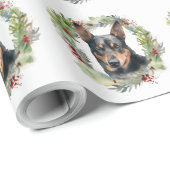 Australischer Kelpie Weihnachtswreath Geschenkpapier (Rolleneckpunkt)