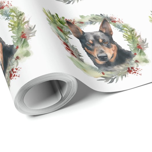 Australischer Kelpie Weihnachtswreath Geschenkpapier (Rolleneckpunkt)