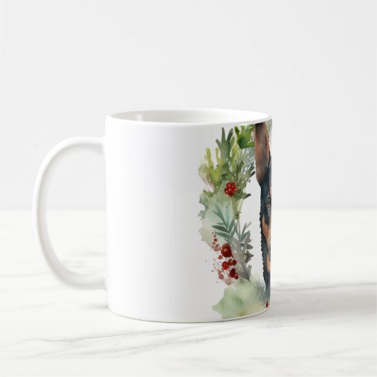 Australischer Kelpie Weihnachtswreath Kaffeetasse (Links)