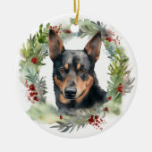 Australischer Kelpie Weihnachtswreath Keramik Ornament (Vorne)