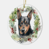 Australischer Kelpie Weihnachtswreath Keramik Ornament (Links)