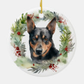 Australischer Kelpie Weihnachtswreath Keramik Ornament (Hinten)