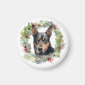 Australischer Kelpie Weihnachtswreath Magnet (Vorne)