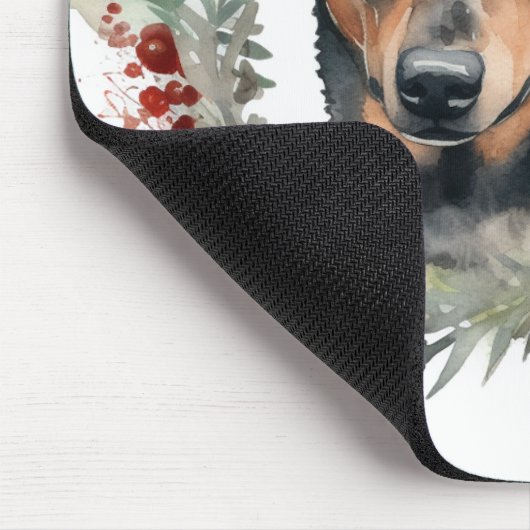 Australischer Kelpie Weihnachtswreath Mousepad (Ecke)