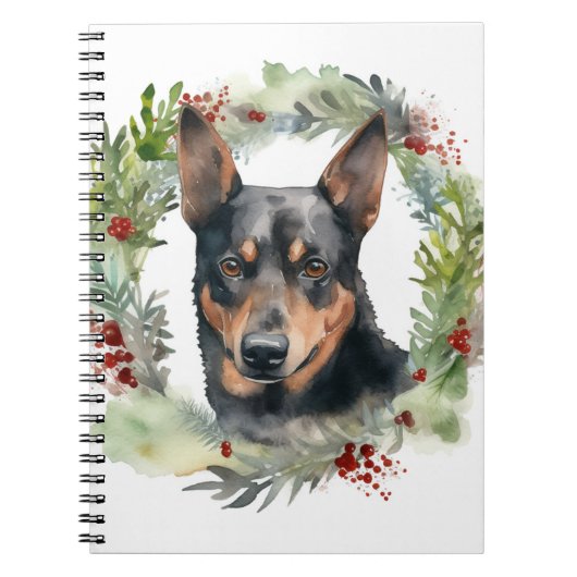 Australischer Kelpie Weihnachtswreath Notizblock (Vorderseite)