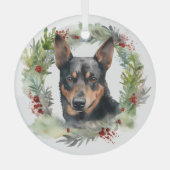 Australischer Kelpie Weihnachtswreath Ornament Aus Glas (Vorderseite)