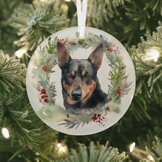 Australischer Kelpie Weihnachtswreath Ornament Aus Glas (InSitu)