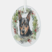 Australischer Kelpie Weihnachtswreath Ornament Aus Glas (Vorderseite links)