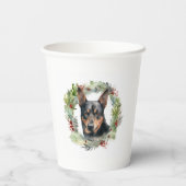 Australischer Kelpie Weihnachtswreath Pappbecher (Rückseite)