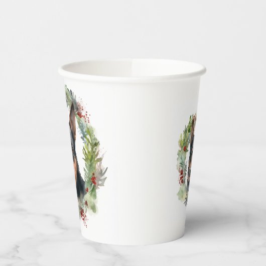 Australischer Kelpie Weihnachtswreath Pappbecher (Links)