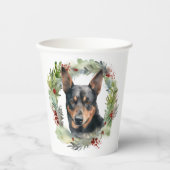 Australischer Kelpie Weihnachtswreath Pappbecher (Vorderseite)