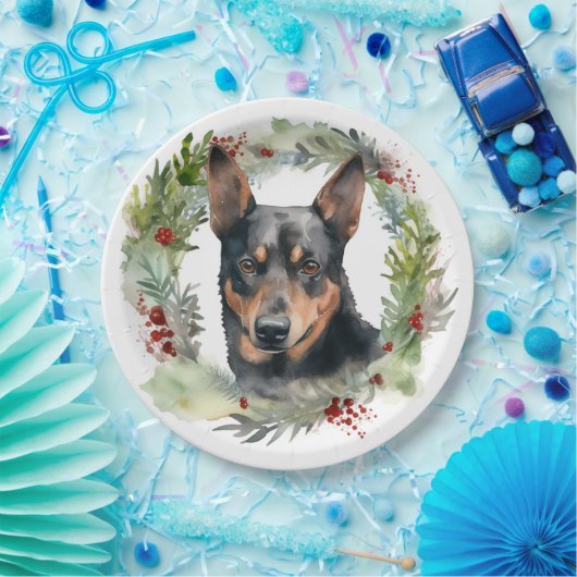 Australischer Kelpie Weihnachtswreath Pappteller (Party)