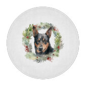 Australischer Kelpie Weihnachtswreath Schneidebrett (Vorderseite)